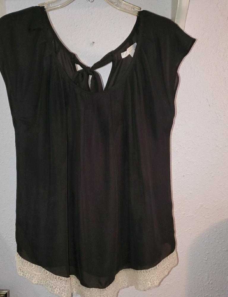 Lauren Conrad blouse with cream lace trim